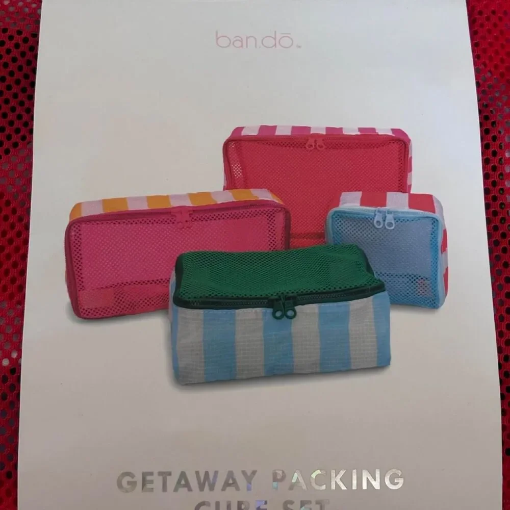 Ban.do Pink Striped Getaway Packing Cube Set NWT Travel Organizer Y2K Coquette
